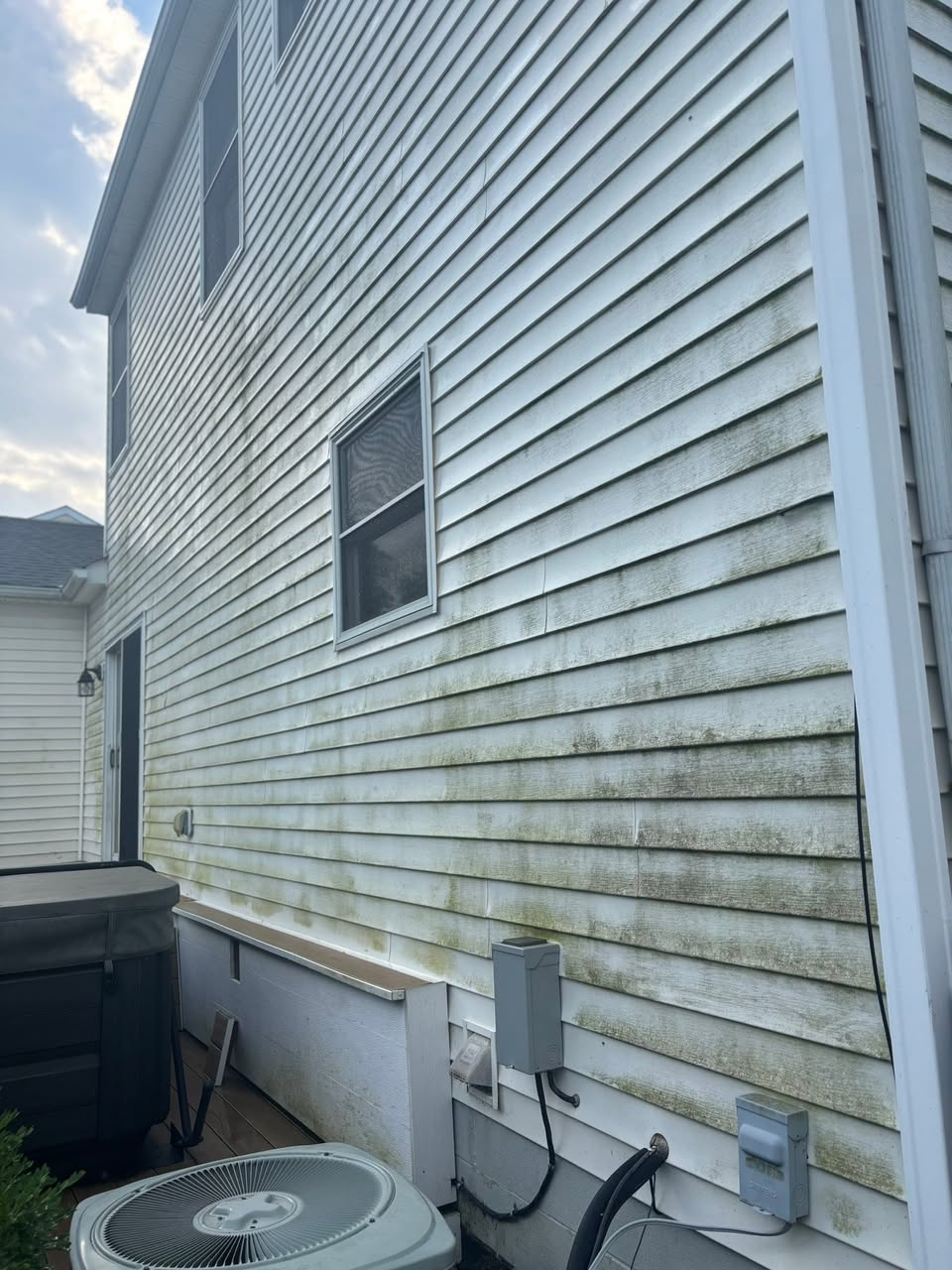 House siding before exterior cleaning